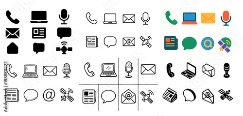 Communication icons collection: devices and symbols