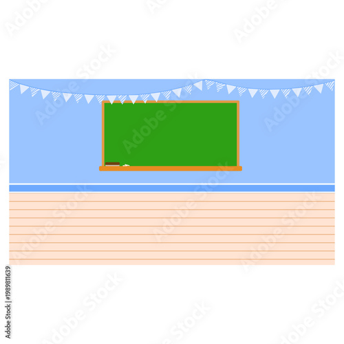 Empty classroom with chalkboard