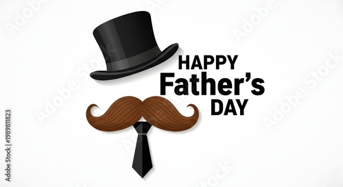 Happy father's day stylish top hat mustache graphic for dad's special day