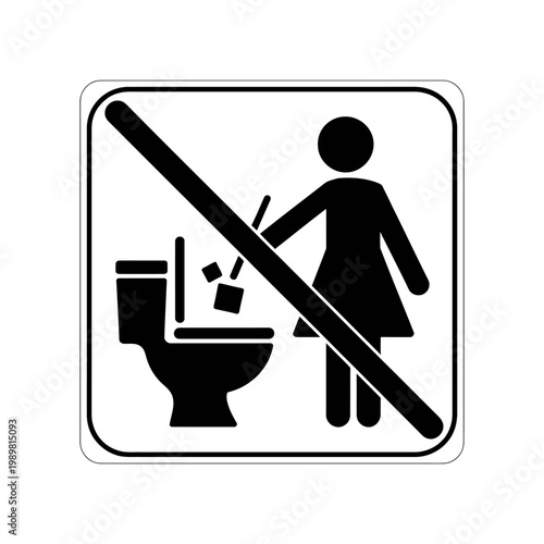 Prohibition sign indicating not to discard objects into the toilet bowl