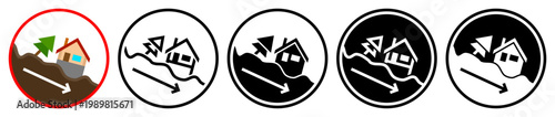 Flat landslide icons, in outline and solid styles