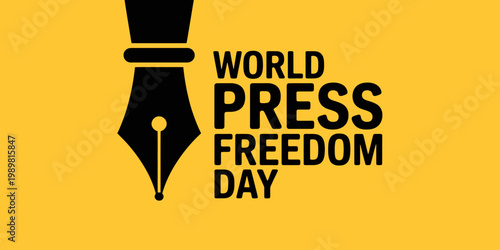 Graphic design illustrating world press freedom day with a fountain pen nib and bold text