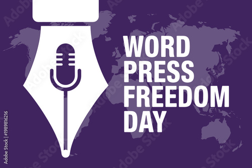 World Press Freedom Day celebrates global journalism with a microphone and fountain pen icon symbolizing communication and freedom