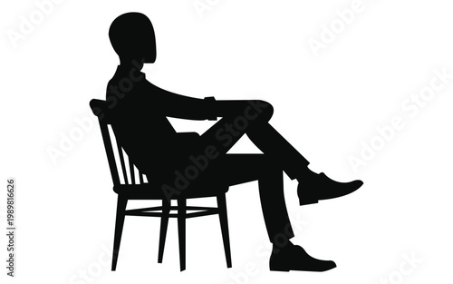 Relaxed man sitting on chair silhouette in casual posture representing comfort and leisure time