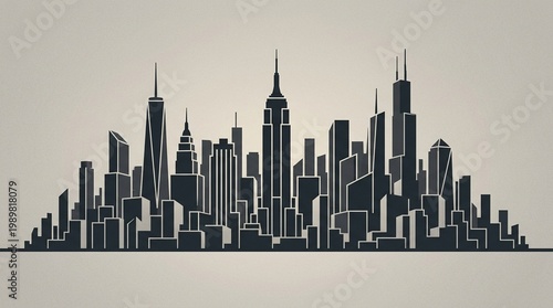 Urban Skyline Silhouette Graphic Abstract Dense Cityscape Deep Charcoal Pale Grey Architecture Real Estate Brand