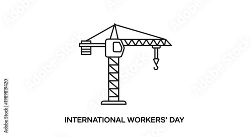 International Workers Day Construction Crane Symbol.