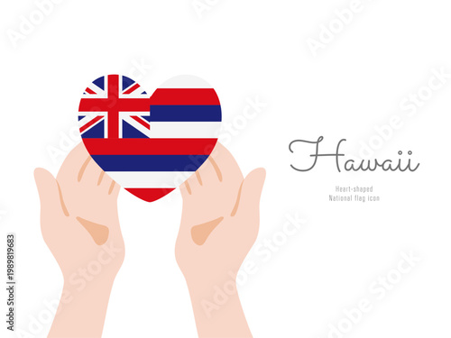 [ハワイ]手と国旗のアイコン ベクターイラスト