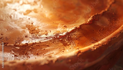Abstract Macro Texture of Molten Copper and Gold Swirls.