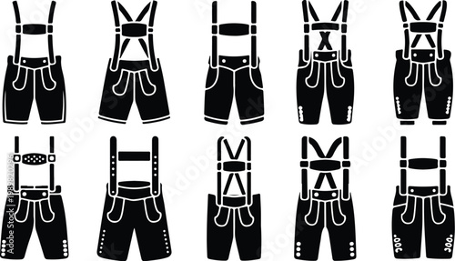 Lederhosen Silhouette Icon Collection Set