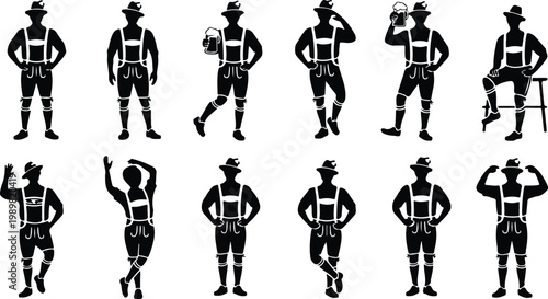 Lederhosen Silhouette Icon Collection Set