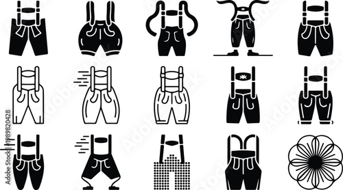 Lederhosen Silhouette Icon Collection Set