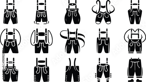 Lederhosen Silhouette Icon Collection Set