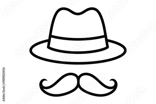 Fathers day icon simple hat and mustache illustration for dad's special day