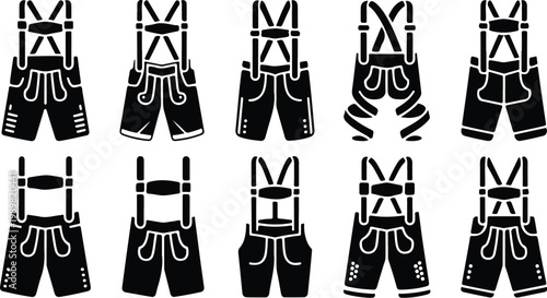 Lederhosen Silhouette Icon Collection Set