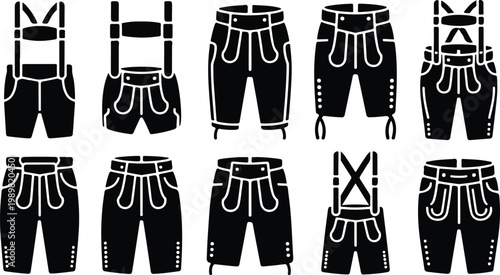 Lederhosen Silhouette Icon Collection Set