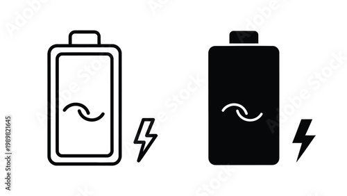 Black and battery icons with lightning bolts a pure