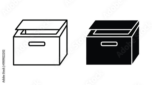 Two black and icons of open boxes with handles the front