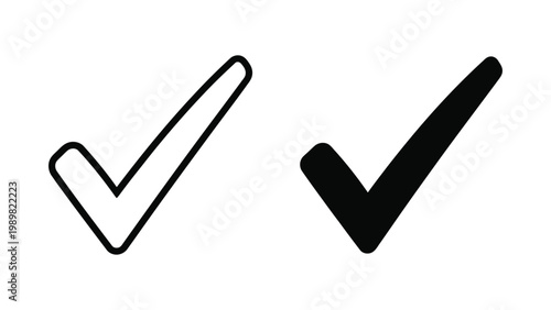 Two checkmark icons in black and a plain for approval and confirmation