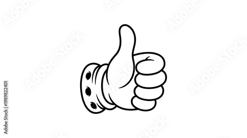 Simple vector illustration of a hand showing a thumbs up gesture symbolizing approval and positivity