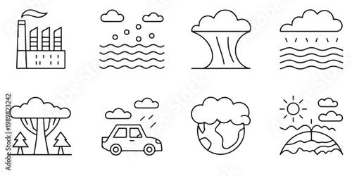 Climate Change and Global Warming Icon Collection