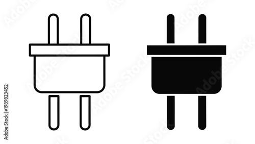 Black and plug icons for electrical connections and power supply
