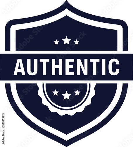 Authentic Badge Icon – Vintage Shield Emblem for Genuine Product Certification and Branding