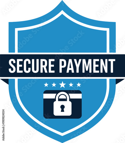 Secure Payment Badge Icon with Lock Symbol for Online Transaction Safety and Data Protection