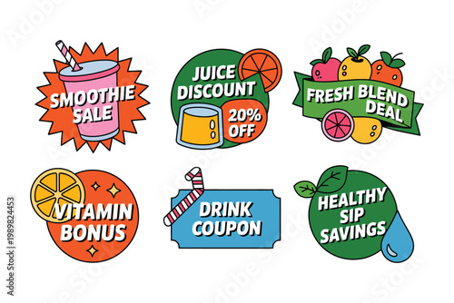 Promoting juice and smoothie sales with fresh blend deals, healthy drink coupons, natural beverage marketing, and refreshing lifestyle nutrition concept.