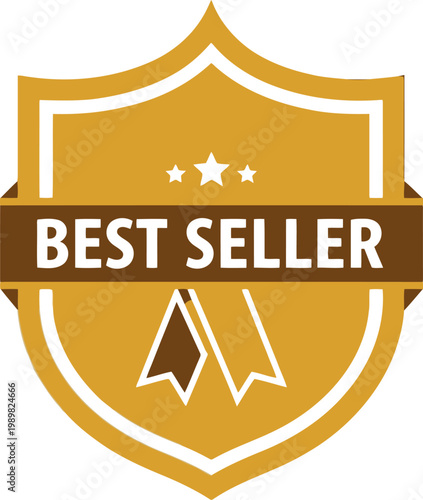 Gold Best Seller Badge Icon for Award, Achievement, and Top Product Recognition in Marketing Materials