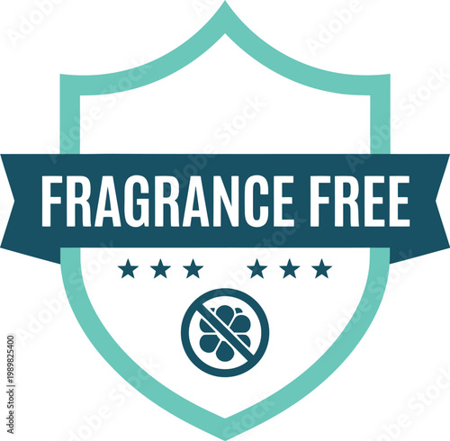 Fragrance Free Badge Icon – Allergy Safe, Hypoallergenic, No Perfume, Clean Label, Vector Shield Design