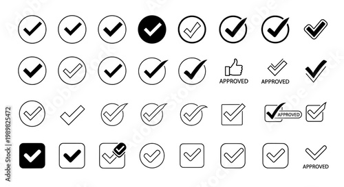 A collection of various checkmark icons on a white background