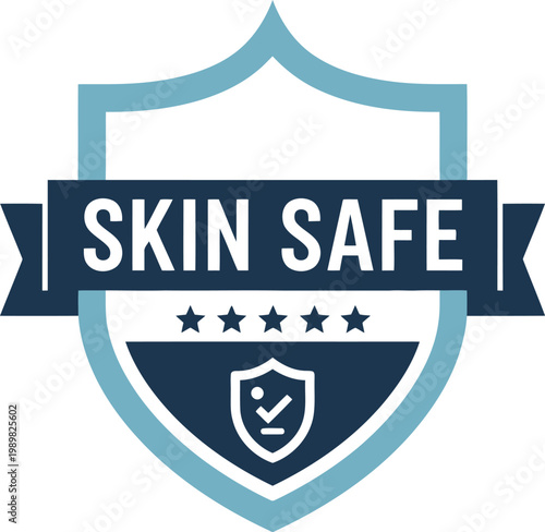 Skin Safe Badge Icon – Dermatologically Tested Product Safety Certification Shield Vector