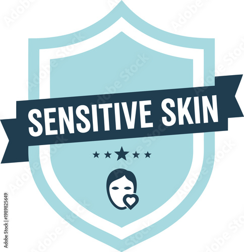 Sensitive Skin Badge Icon for Dermatology, Skincare Products, and Hypoallergenic Certification Labels
