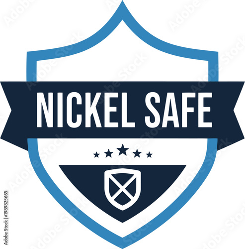 Nickel Safe Shield Badge Logo for Security and Protection Services in Blue Vector Style