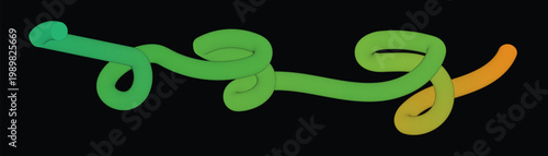 A vibrant computer generated image depicts a twisting serpentine form transitioning from green to orange hues against a black background high quality professional detailed modern elegant
