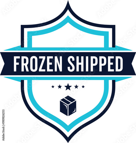Frozen Shipped Badge Icon for Cold Chain Logistics and Perishable Food Delivery Services