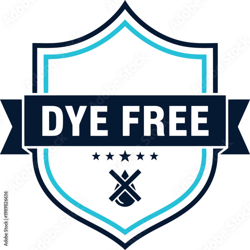 Dye Free Badge Icon – Clean Label, Allergen Free, Non Toxic, Safe Product Certification Emblem Vector