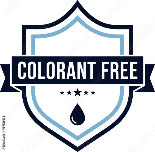 Colorant Free Badge Icon – Clean Label, Safe Product Certification, Blue Shield Vector Design