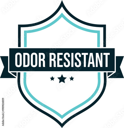 Odor Resistant Badge Icon – Hygiene Guarantee Shield Label for Product Packaging and Marketing