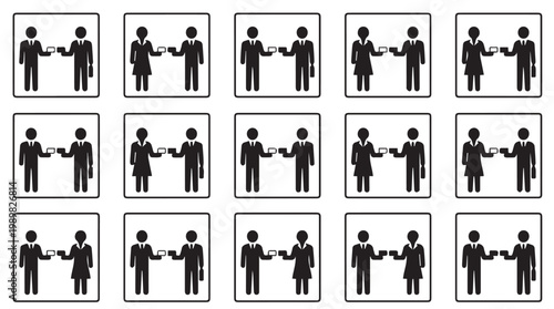Black and white handshake icons set.