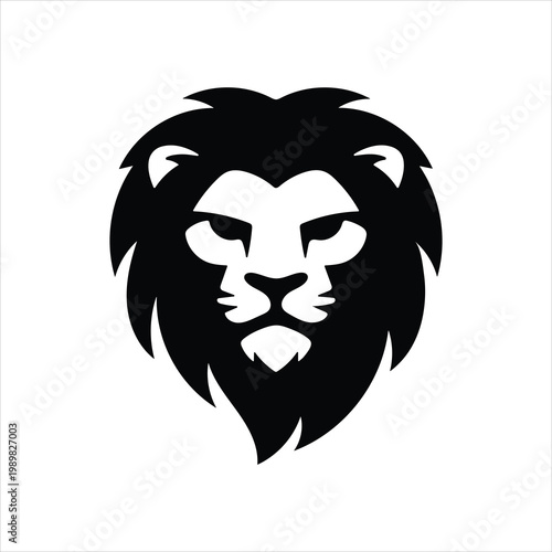 PrintBlack Lion Head Logo Silhouette – Minimalist Royal Animal Emblem Vector