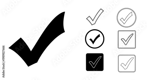 A collection of checkmark icons in various styles and colors