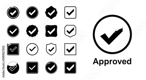 A collection of various checkmark icons on a white background