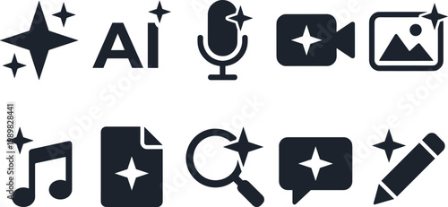 Generative Ai logo. Artificial intelligence icon symbol. Create generate prompt ai application symbol collection vector illustration