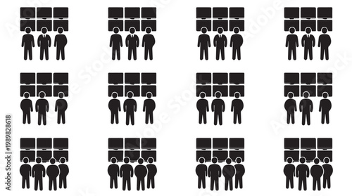 Silhouettes of businessmen standing together.