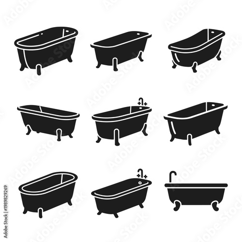 Collection of Vintage Bathtub Silhouettes