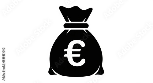 Money bag with euro symbol representing business finance wealth investment cash savings and financial success concept