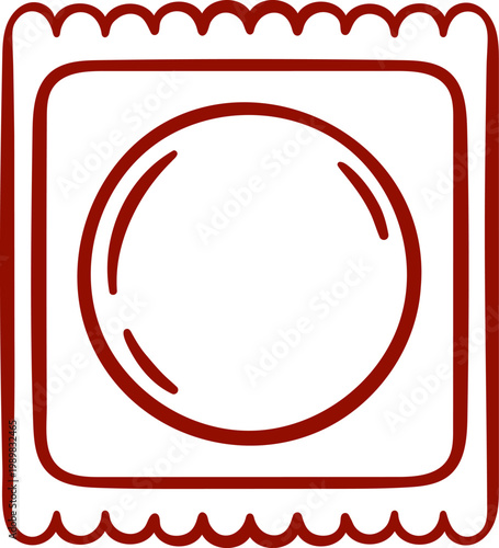 condom pack, safe sex, contraceptive, accessories for sex games, simple red icon for sex shop in minimalist sketch style
