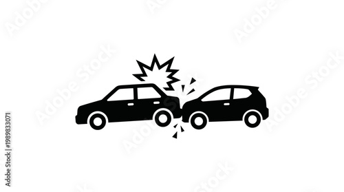 Car Accident Collision Icon - Vehicle Crash Impact Symbol Vector