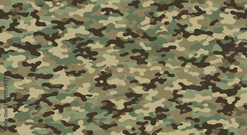 Seamless camouflage pattern in shades of green and brown.